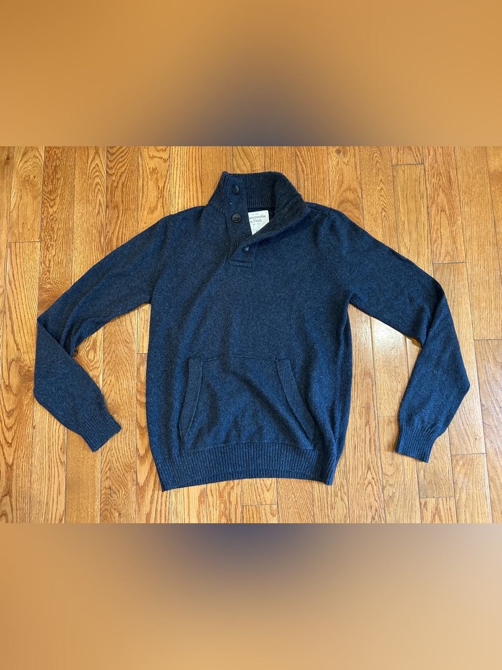 Abercrombie & Fitch Button Mock Neck Pullover Sweater Knit Long Sleeve Pocket XL - Picture 2 of 9